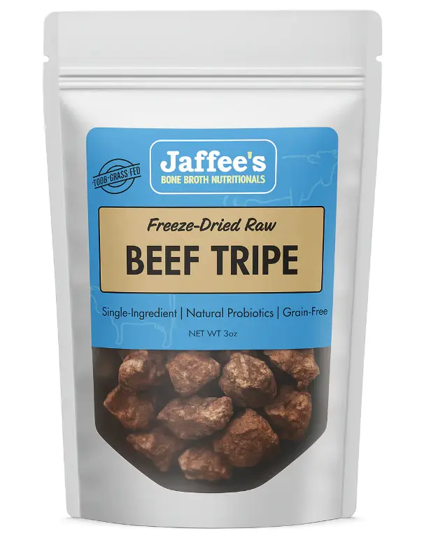 Jaffee's Freeze-Dried Raw Grass-Fed Beef Tripe Dog Treats - Crunchy ASMR, Grain-Free, High-Protein, Immune-Boosting, No-Additive Canine Snack for Healthy Digestion