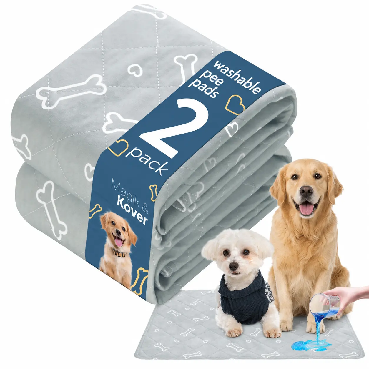 2-Pack Washable Pee Pads for Dogs & Cats, Super Absorbent Reusable Waterproof Leakproof Non-Slip Puppy Potty Training & Dog Whelping Pads, Quick Drying Pet Mats for Floor, Crate, Kennel, Playpen, Bed, Sofa, Pet Supplies #SummerVibes #tiktokshopsummersale