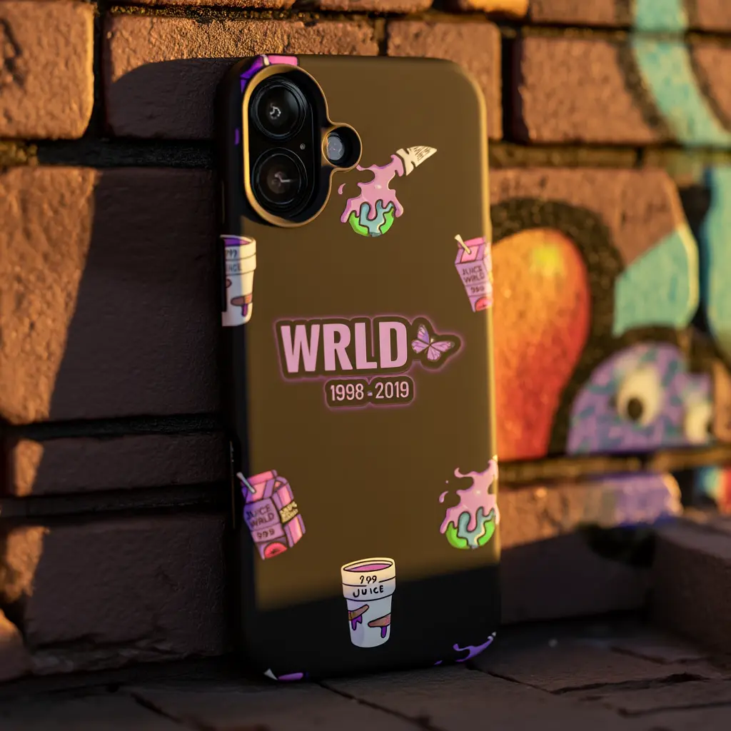 JWRLD 1998-2019 Customized Polycarbonate Plastic-Rubber Phone Case - 999 Party Never Ends Art Cover, Shockproof Protection Accessory for iPhone 17/16/16 Plus/15/14/13/12/11/Xs Pro Max, Samsung Galaxy S25-S21, Hip Hop Legend Rapper Fan Gift
