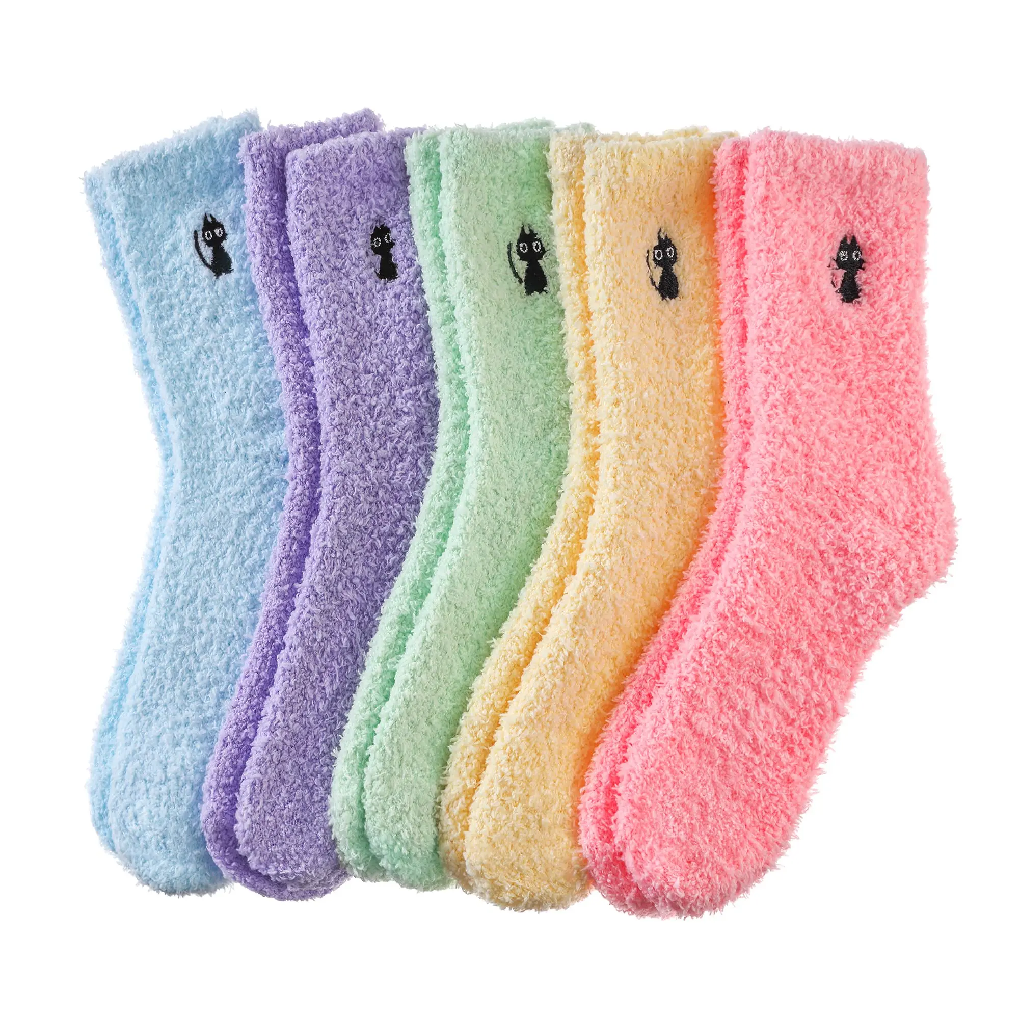 [Summervibes]  5 Pairs Womens Super Soft Fuzzy Cozy Home Sleeping Socks,Microfiber Winter Warm Slipper Socks,Ideal for Home Yoga Outdoor Fitness Travel Camping,Halloween Christmas Party Gifts Womenswear Fashion