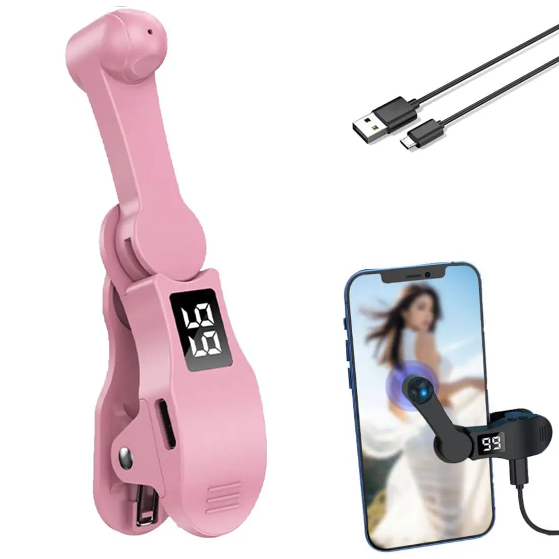 Customizable Timing Auto Clicker Tool, Pink Portable Screen Tapper for iPhone, Hands-Free Automatic Tap Operation for TikTok Live Likes, Social Media Daily Tasks and Lightning Deals