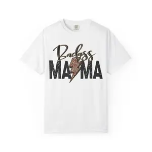 Badass Mama T-Shirt — Glitter Lightning Graphic Tee for Bold Moms