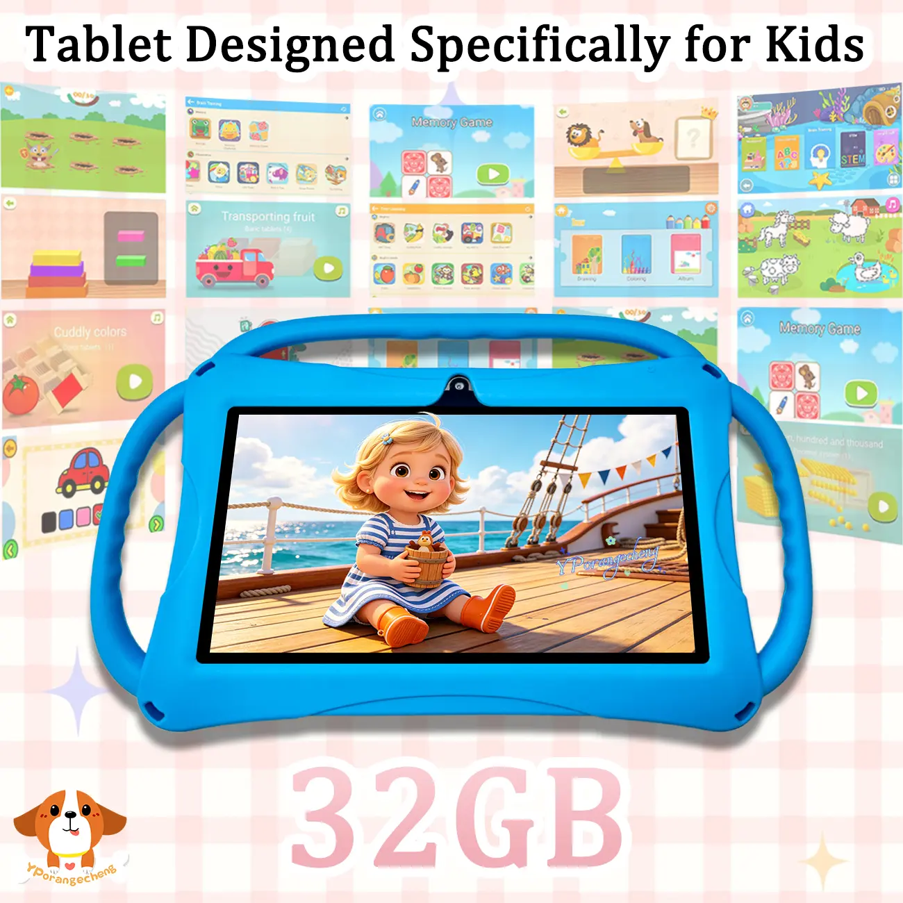 【Back to school】7-inch drop resistant children's tablet, parental control, Android, educational learning games, dual cameras, boys and girls tablets, school gifts, Thanksgiving/birthday/Christmas/Black Friday gifts, children's social toys, no adapter