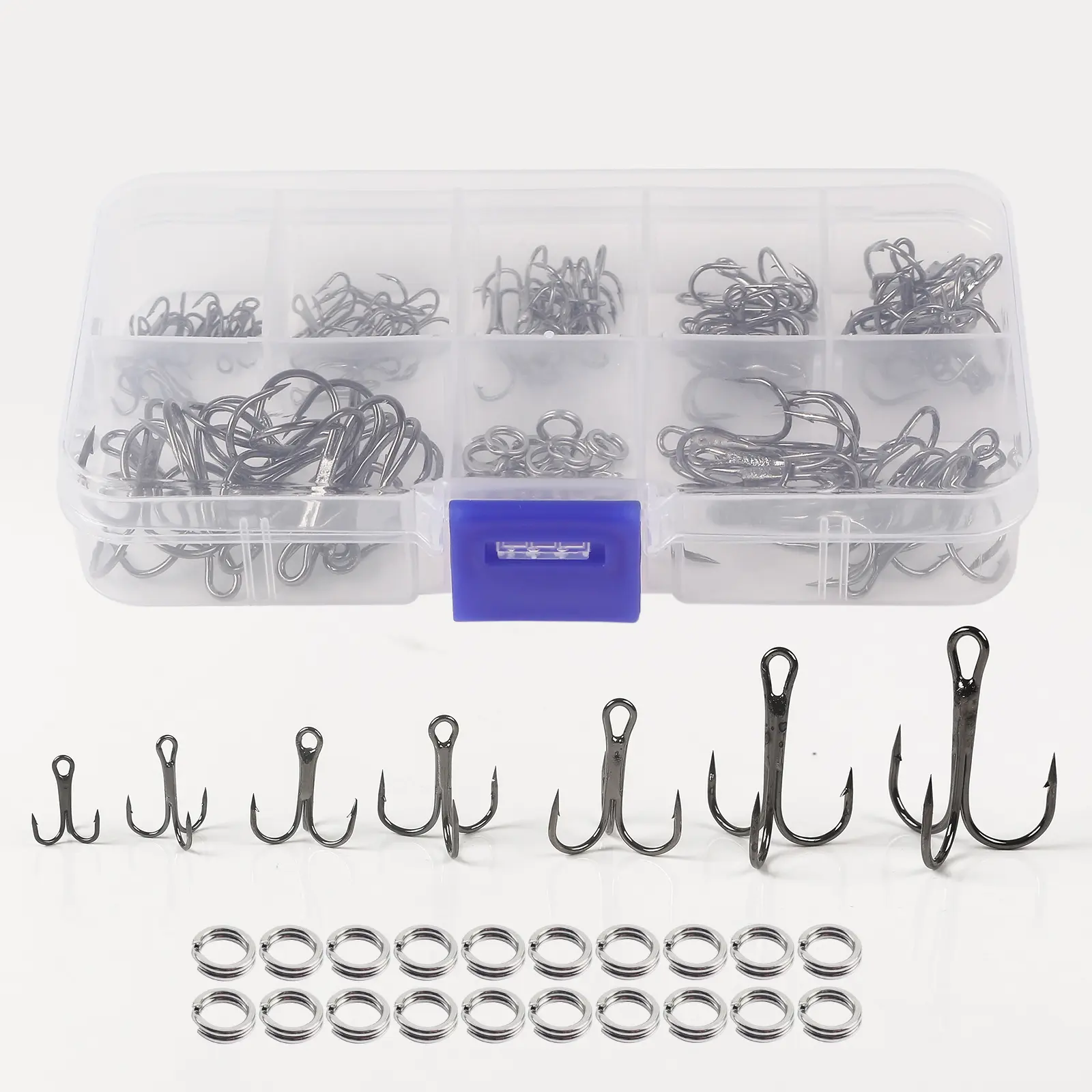 90-Piece Fishing Lure Kit, Fishing Hook Set, Treble Hooks with Barbs, Long Casting Anchor Fish Hook, Boxed Triple Hooks for Bass Fishing, Fishing Tackle Kit, Fishing Gear, Fishing Equipment