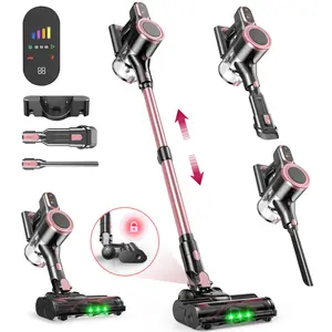 【DealsForYouDays】8-in-1 Self-Standing Stick Vacuum Cleaner | 45kPa & 500W for Pet Hair, Car, Floor & Carpets, 50Min Runtime, Handheld Cordless Vacuum for LED Display & HEPA Filter, Wall Mountable