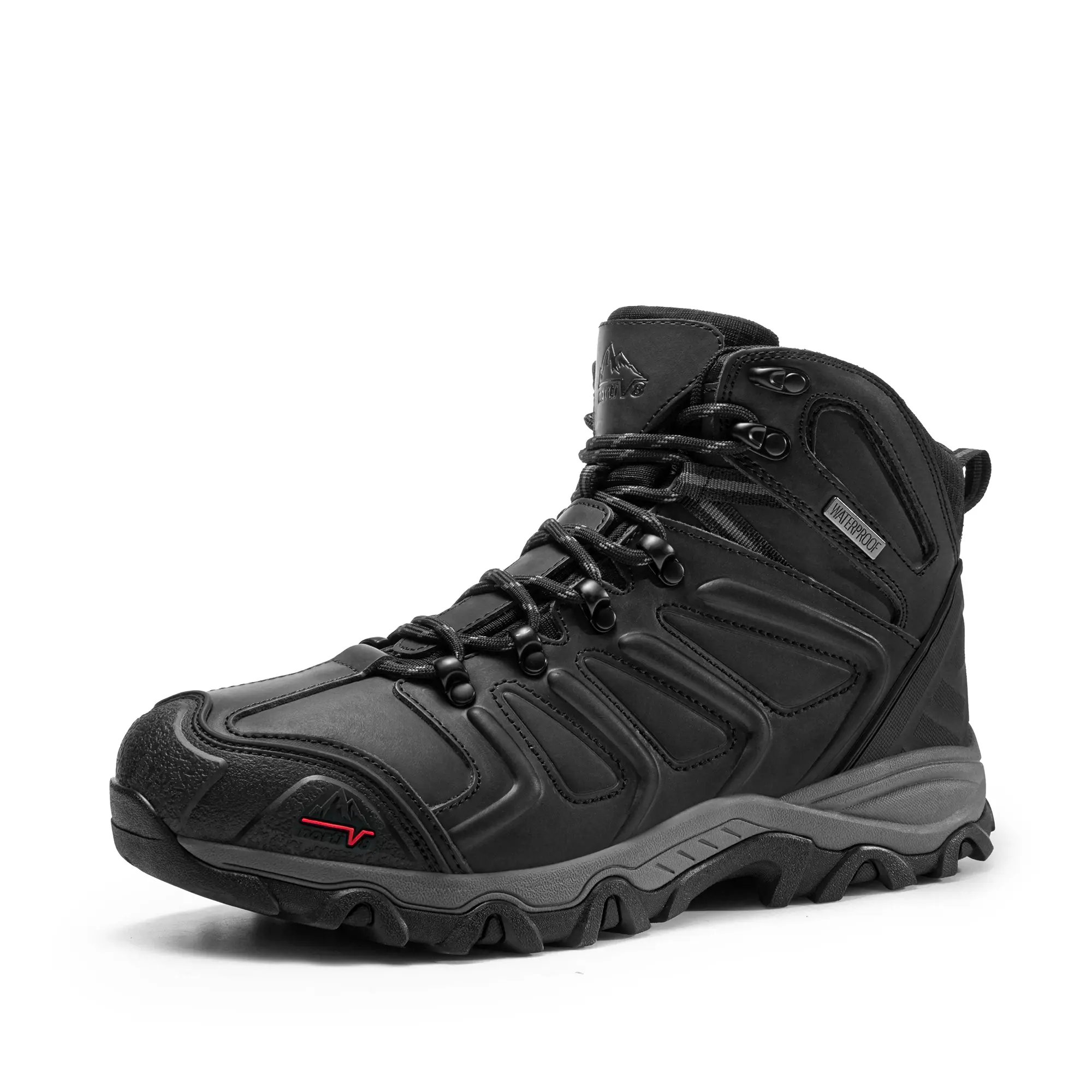 NORTIV 8 Men's Waterproof Hiking Boots, Lightweight Ankle-High Trekking Shoes with High-Traction Rubber Soles for Durable Outdoor Adventures, Durable Outdoor Hiking, Lightweight Hiking Footwear