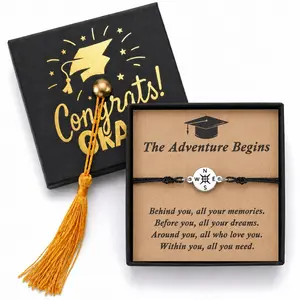 2026 Graduation Gifts for Her Him, Grad Cap Gift Box with Adjustable Unisex Bracelet, Class of 2026 Bracelet for Elementary Middle High School College Graduates