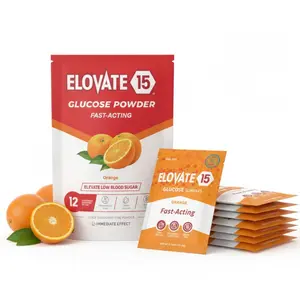 Fast Acting Glucose Powder Packets Orange -0.56 Ounce (Pack of 50), Quick Dissolving, 15g Pure, Gluten-Free Glucose Packets | Oral Dextrose Powder for Kids & Adults | Easy-to-Carry Pocket Sized Slimpaks