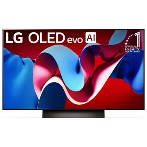 LG Pantalla plana de 48 pulgadas Class OLED evo C4 Series Smart TV 4K con control remoto mágico alimentado por IA con Alexa incorporado (OLED48C4PUA, 2024), negro