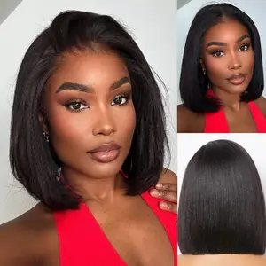 Bob Wig Human Hair 13x4 Frontal Lace Wig 180% Density Short Straight HD Lace Front Bob Wigs for Women Human Hair Glueless Pre Plucked Hairline with Baby Hair 12 Inch, Glueless Fit