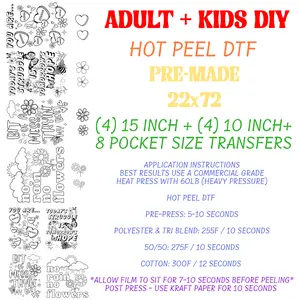22x72 Adult + Kids DIY Hot Peel DTF Transfers