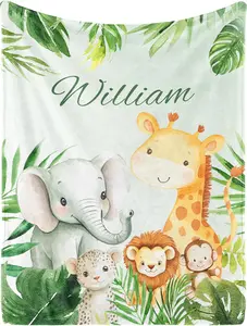 Personalized Blanket for Boys, Custom Blanket for Kids Customized Name Blankets in Easter Personalized Gifts for Infant Newborn Shower (Green)