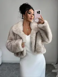 Women's Casual Fashion Loose Short Cropped Faux Fur Jacket, Perfect for Fall & Winter, Stylish and Comfortable Outerwear