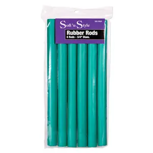 Soft 'N Style Haircare Perm Rods - 6-Count 3/4" Green Heatless Flexible Bend Rubber Rods, Twist-to-Hold Design for Wet or Dry Hair