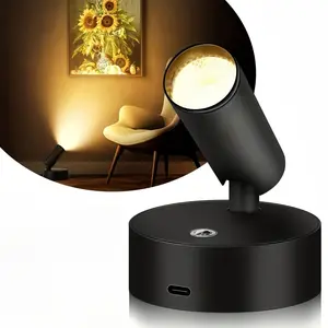 Rechargeable Indoor LED Spotlight, 360° Rotating Wireless Upward Light, Adjustable Lighting, USB Charging, Led Decoration Lamp, Ideal for Artworks, Paintings, Plants, Wall Lights