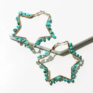 Turquoise wrapped Hoop earrings