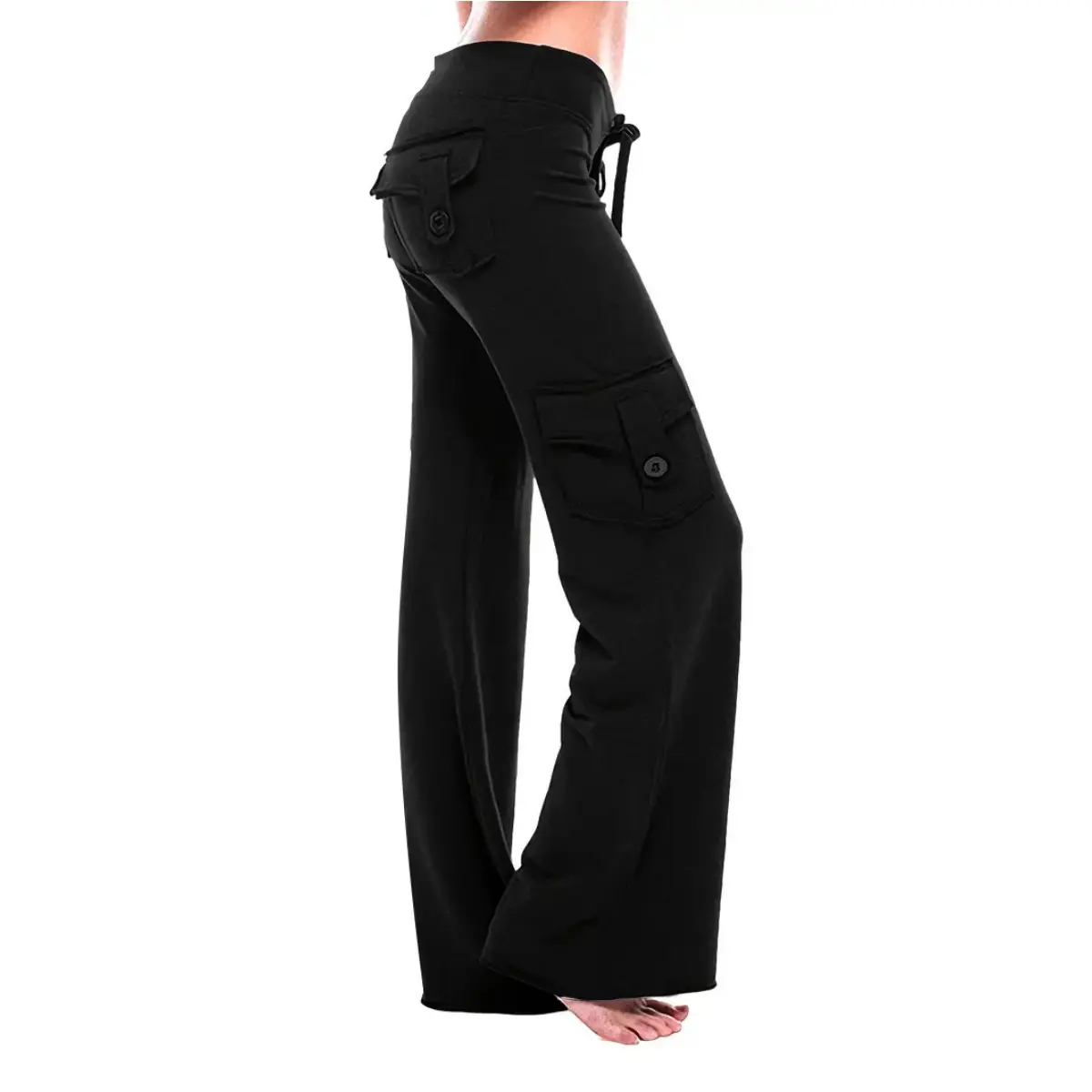 Women's High Waist Drawstring Lounge Pants - Ultra-Soft Wide Leg Yoga Wear, Breathable Athletic Bottoms with Pockets, Elastic Waist Fitness Bottoms for Yoga & Errands