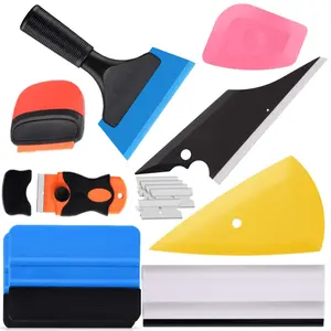 Complete 9pcs Vinyl Wrap & Window Tint Kit - Car Glass Protective Film Installation Set with Squeegees, Felt Tool, and Precision Cutter