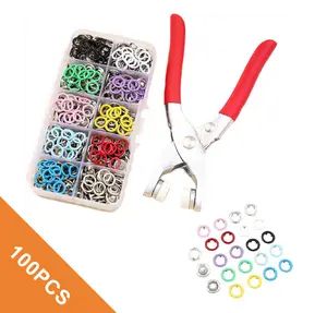 Including 100pcs Invisible Colored Metal Buckle & 1 Count Manual Pressure Pliers,Household Sewing Accessories for DIY Handicraft Clothing & Hat,Buttons & Pliers Tool Kit,Seamless Stitching Sewing Kit Tools,Sewing Supplies Crafts.