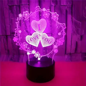 3D Creative Heart Flower LED Night Light, Multi-Color Touch Mode, Bedroom Living Room Restaurant Cafe Bar Decor Atmosphere Lamp, LED Mood Light, Party Light, Holiday Gift, Heart Shape Light