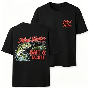 Mad Hatter Company Bait & Tackle T-Shirt, Fishing Graphic Tee, Casual Outdoor Top