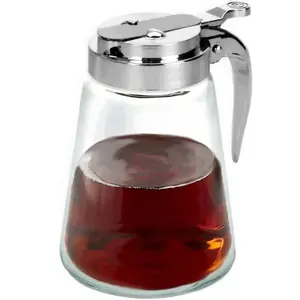 Glass Bottle Syrup Pitcher Honey Maple Syrup Dispenser Retracting Spout 12 oz Box Jar
