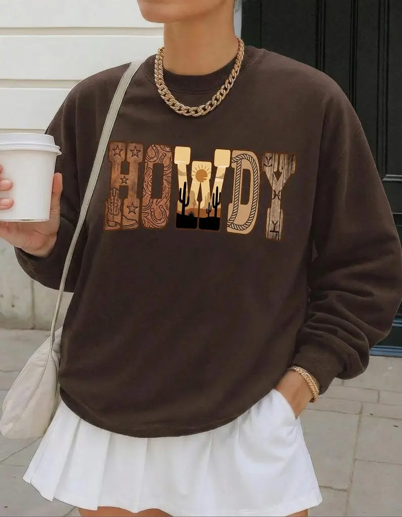 Howdy Western Sweatshirt, Cowgirls Shirt, Country Cowboy Shirt, Southern Howdy Shirt, Western Clothes Gift for her Cowgirl, Yee Haw Sweater