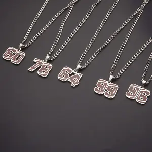 Stainless Steel Football Number Necklace 0 - 98 Sports Jewelry Gift for Men and Women