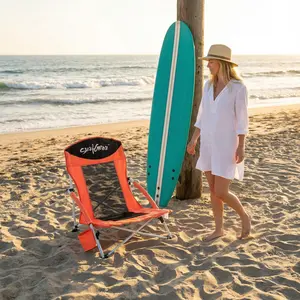 Surfgear Portable Folding Low Seat Beach Chair – Lightweight Camping Chair for Festivals, Beach, Outdoor Relaxing, Hiking, Picnic, Summer  Lounge Chaise