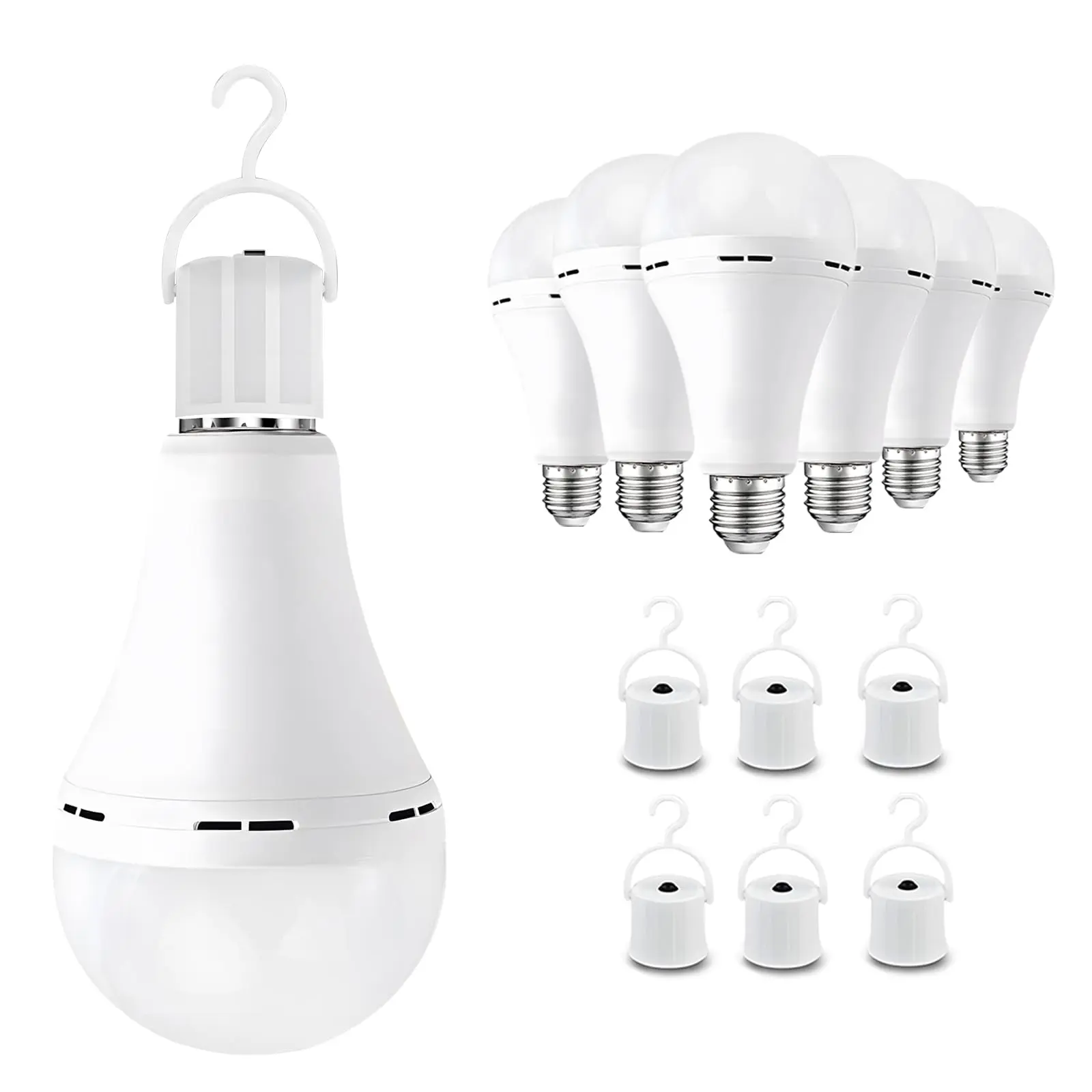 rechargeable LED bulbs work as normal lights but automatically switch to battery power during an outage. The 9W (60W equivalent) bright light is essential for home safety, camping, or emergencies.