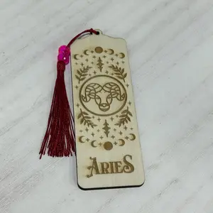 Lunar Zodiac Bookmark Hand Made Wood Moon and Stars Signs Place Holder Bookish