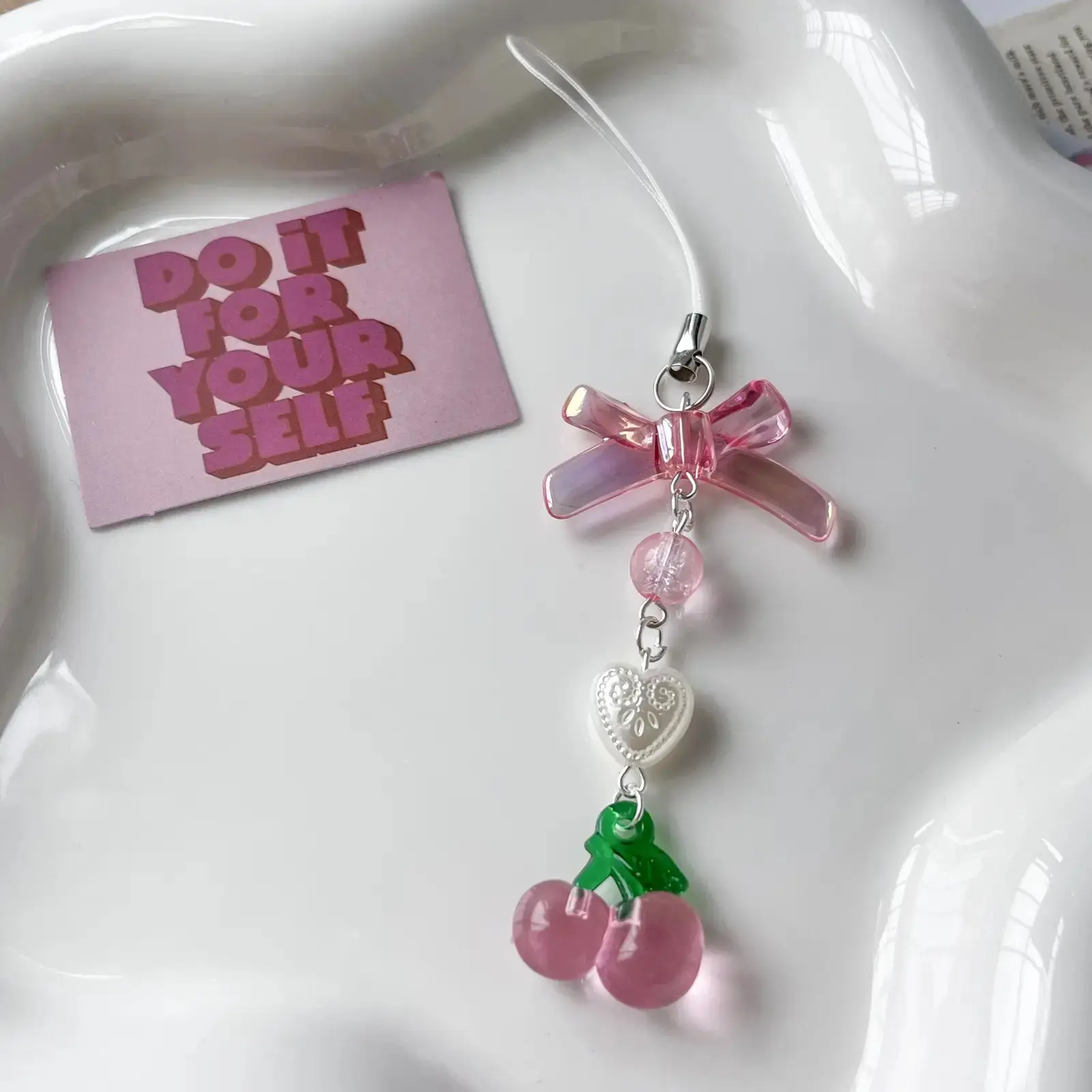 Cute Pink Cherry Phone Charm