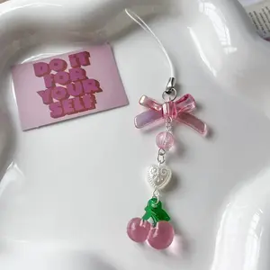 Cute Pink Cherry Phone Charm