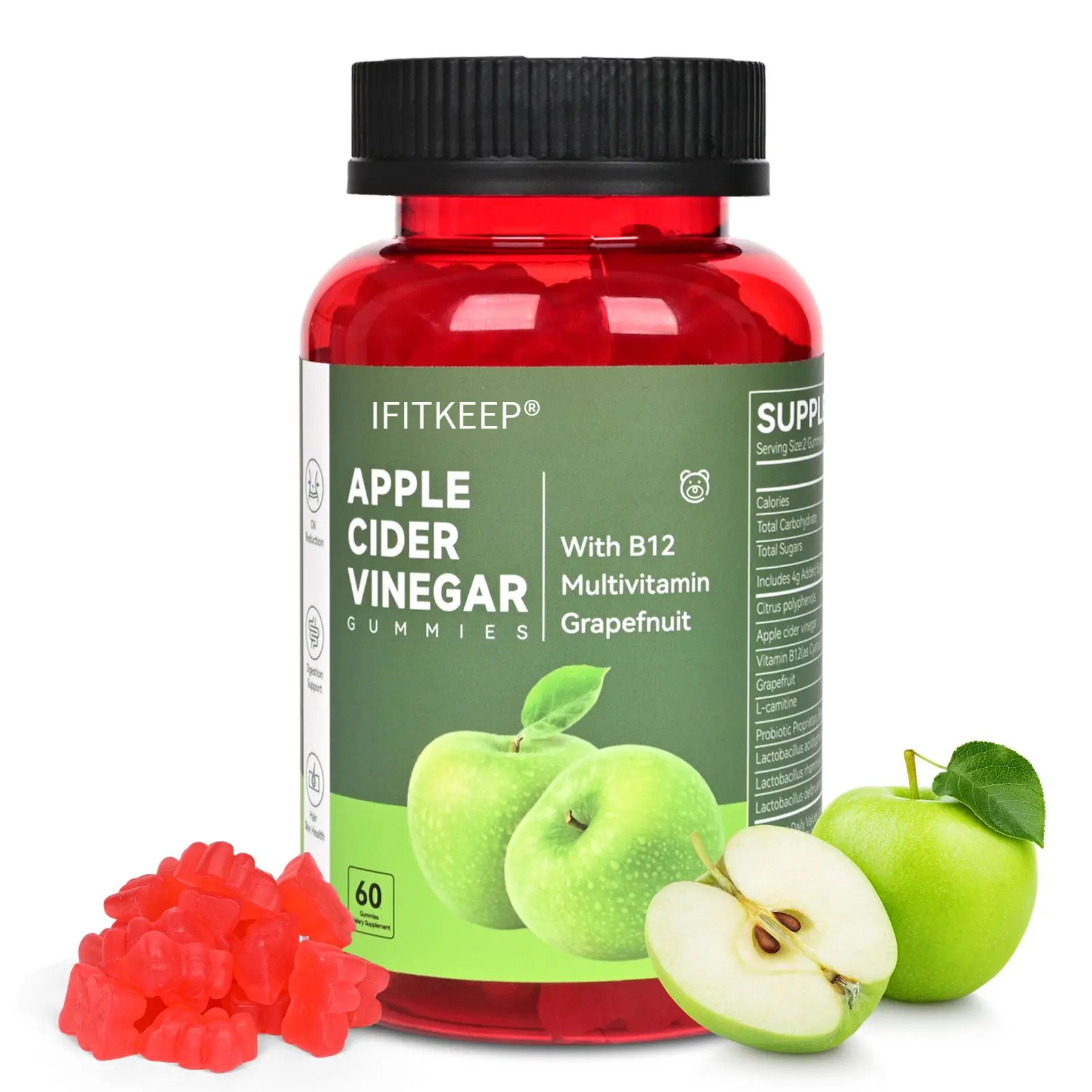 Apple Cider Vinegar Gummies | Boost Energy, Support Digestion, Vegan & Non-GMO ACV Healthcare Natural Vitamin Dietary magnesium complex magnesium supplement oil oregano