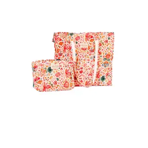 WD Meadow Muse Quilted Cosmetic Pouch & Tote Bundle