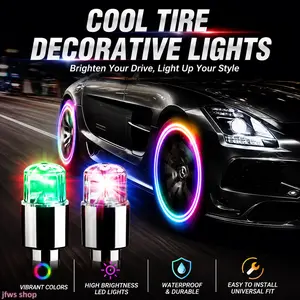 4 Pack 2026 New RGB Tire Lights for Cars Motorcycles Bikes Electric Vehicles Colorful Flashing Wheel Lights Valve Stem Lights Decorative Auto Accessory Hot Trendy Gadget Daily Driving