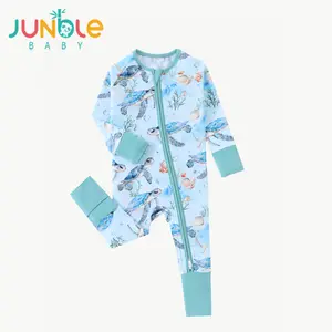 JUNBLEBABY Baby Bamboo Fiber Dress with Turtle Print Double Zippers Reversible Foot Cover Soft Breathable Pajamas, Unisex, Baby Clothing, Long Sleeve,summervibes