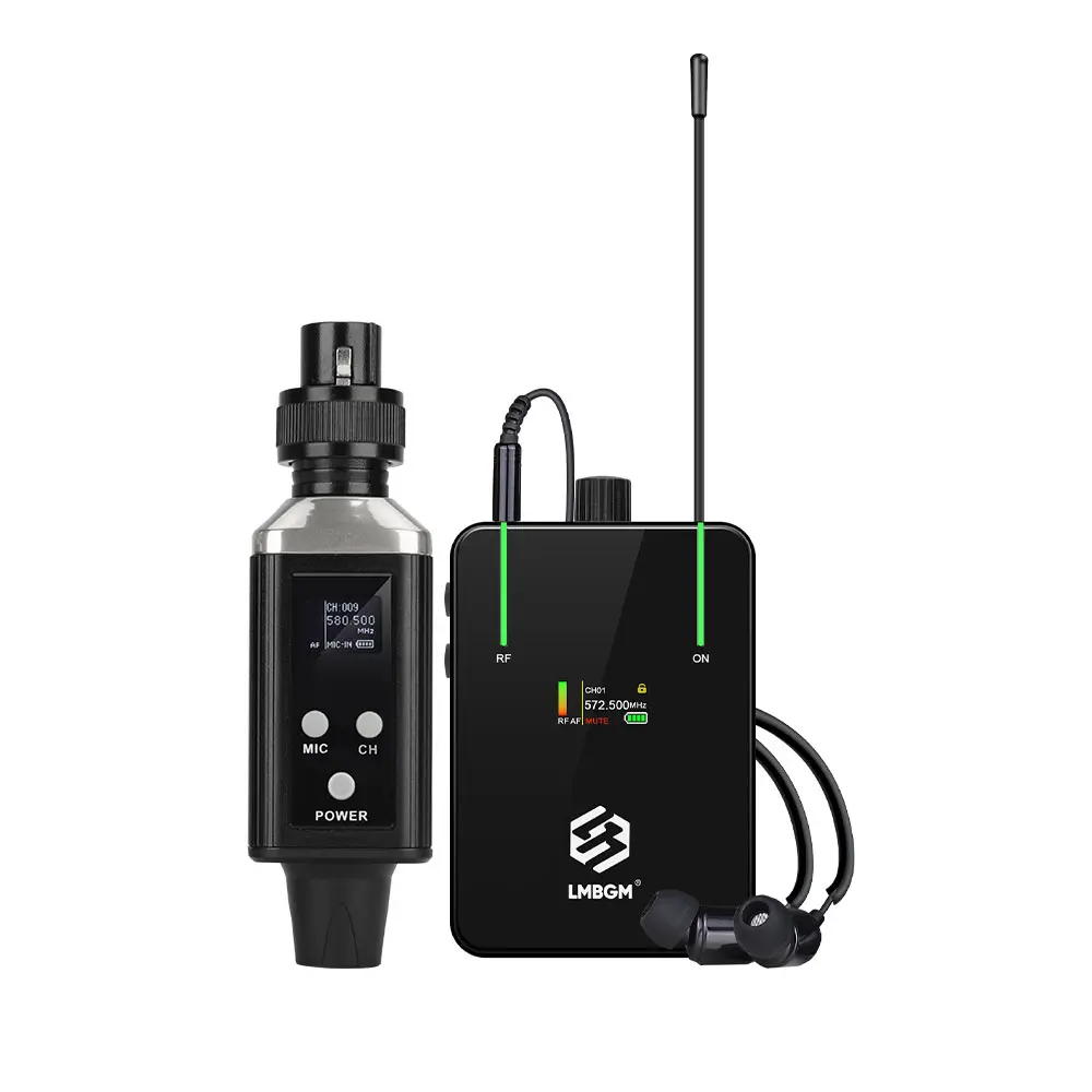 LMBGM AR9 UHF Wireless In Ear Monitor System, Plug and Play XLR Receiver, 164ft Range, Low Latency TFT Display for Stage, Band, Studio and Live Performance