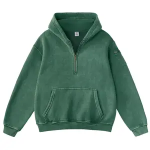 FAIABLE Mens Hoodies Fleece Fall Fashion Outfits Half Zip Sweatshirts Winter Jackets Oversized Pullover Tops Clothes Soft Beige Long Sleeve Plain
