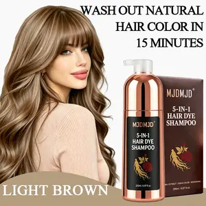 5-in-1 Upgraded Dark Brown Hair Dye Shampoo 200ml, Herbal Hair Color for Gray Coverage, Semi-Permanent Hair Coloring for Women & Men, Nourishing Formula, Easy At-Home Use
