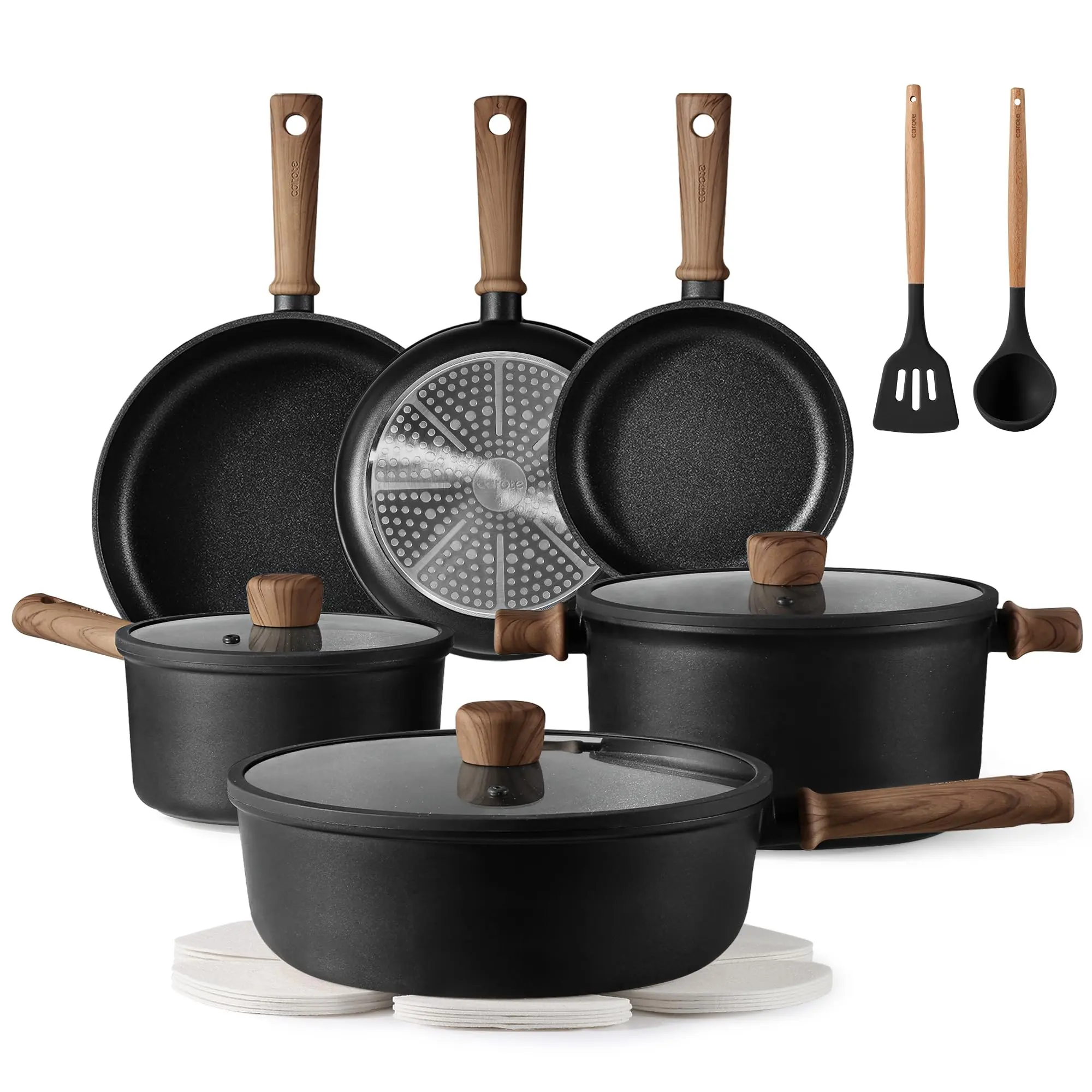 CAROTE OLLAS Y SARTENES ANTIADHERENTES, JUEGO DE UTENSILIOS DE COCINA