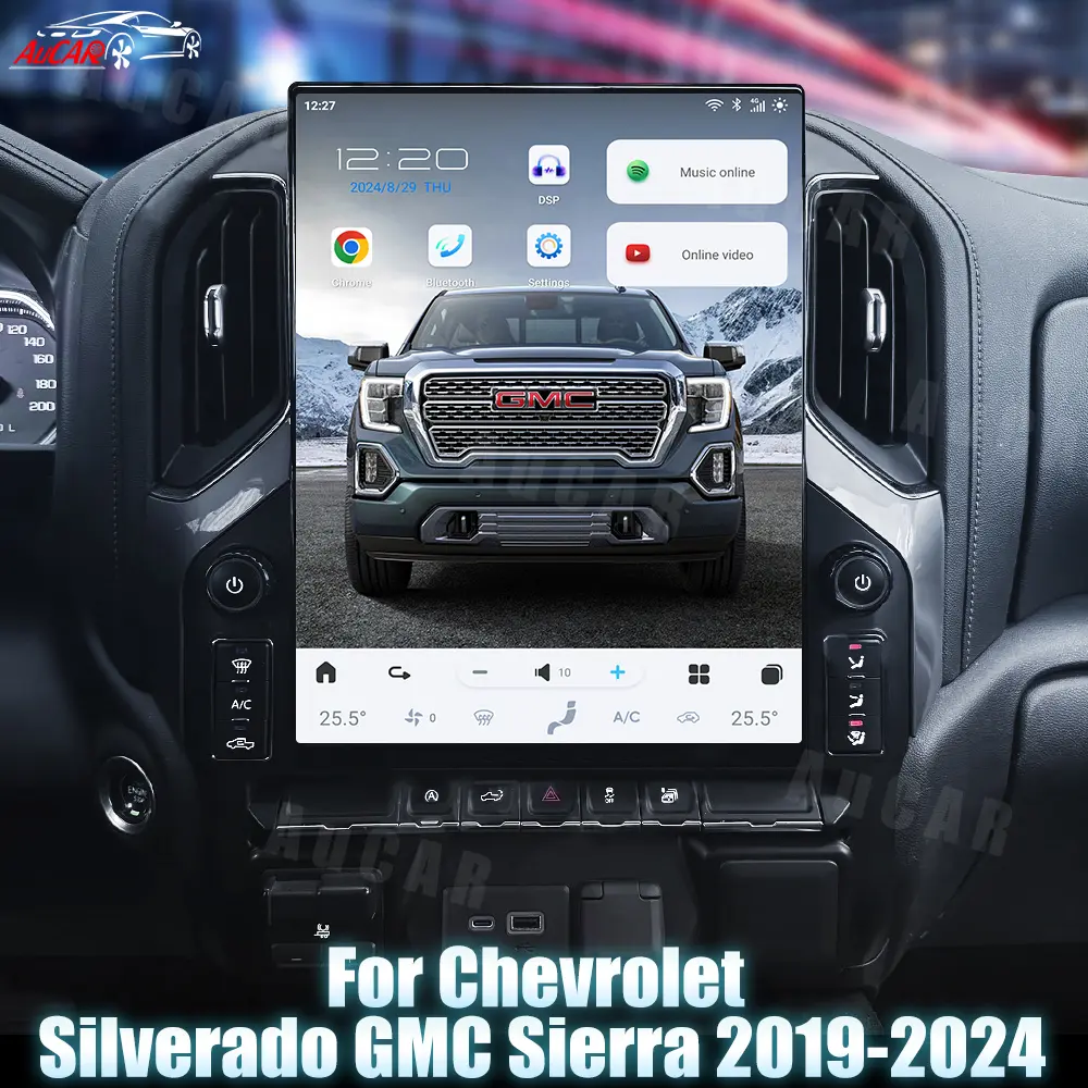 AuCar 15.6" Chevrolet Silverado GMC Sierra 2019-2025 Tesla Style Head Unit Wireless Carplay Screen Upgrade