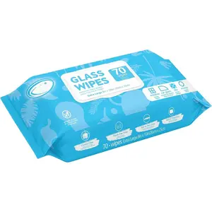 Glass and Window Cleaner Wipes 70 Count,  8" x 10" Size Multi-Surface Glass Cleaning Wipes for  Windshield, Headlight, Mirror, Tile, and Household Appliance