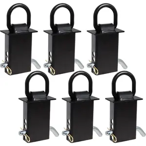 Trailer Stake Pocket D Ring 16200lbs Heavy Duty Removable Adjustable D-Ring Stake Pocket Tie Downs for Utility , Flatbed  w/ 1/2" Hitch Pin (Black, 6 count)