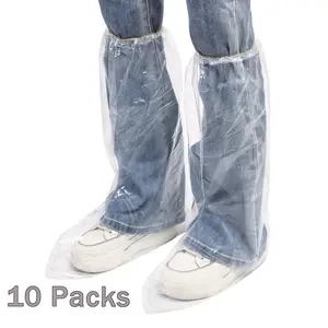 Pack of 10 Disposable Thicker Boot and Shoe Covers 19 inch Tall Extra Large Resistant Water/Skid Resistant Boot Protector for Men Women Indoor Outdoor Rain Cover for Shoes   (5 Pairs)