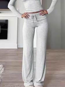 Women's Plain Flare Leg Sweatpants, Casual Comfy Trousers for Daily Wear, Ladies Bottoms for Summer