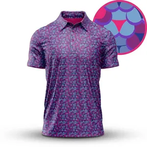 Bogey Bros Men’s Pattern Golf Polo Breathable Performance Casual Sport Shirt Modern Fit