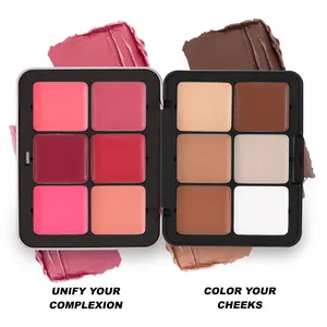 12 Color Blush Palette, 1 Box 2-in-1 Matte Long Lasting Blush Concealer Palette, 12-color iron box contour makeup all-in-one palette,Glow Natural Look Blush for Daily Makeup, Compact Cosmetics, Face Time Palette