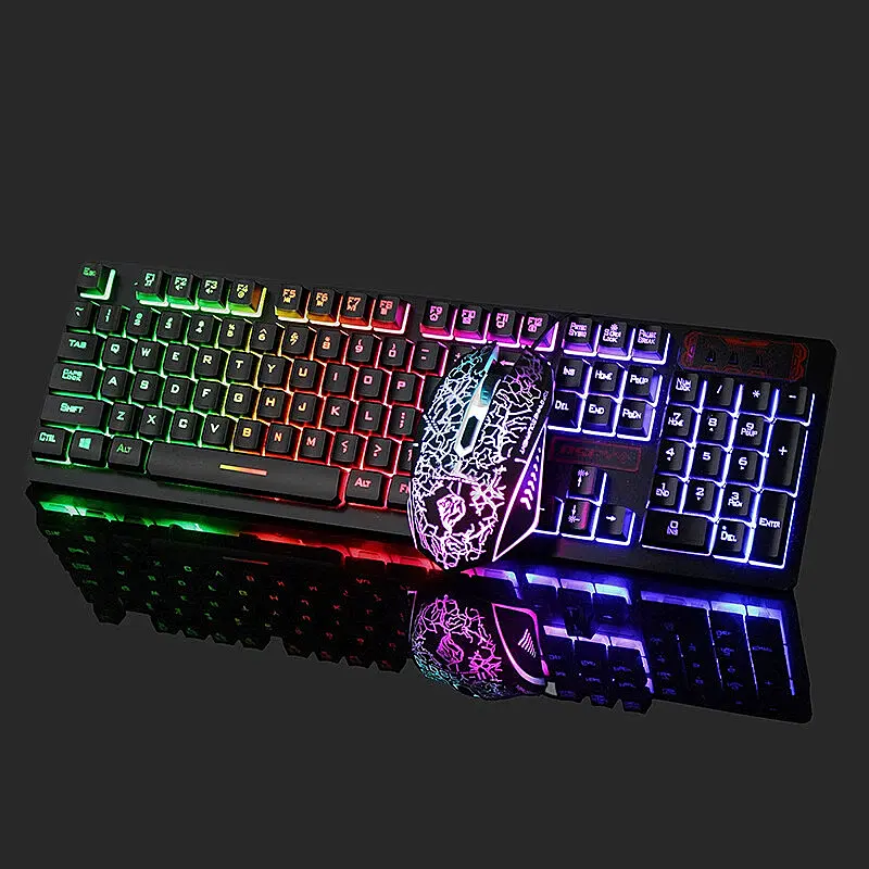 RGB Gaming Keyboard and Mouse Combo Wired USB LED Backlit for PC PS4 Xbox