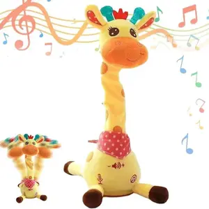 Interactive Plush Giraffe Toy Repeat Talking Singing Dancing Light Up Early Educational Soft Stuffed Toy Ideal Kids Birthday Holiday Present